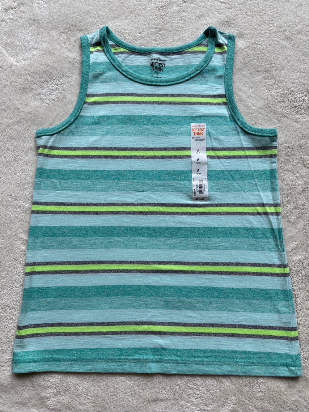 jumping beans Striped Tank Top in Aqua, Teal and Lime NWT